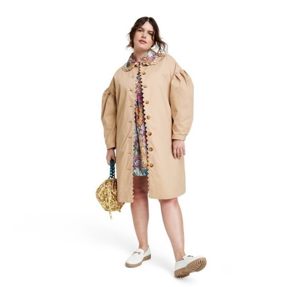 Kika Vargas Jackets & Blazers - Women's Scallop Edge Trench Coat - Kika Vargas × Target Tan Size 1X